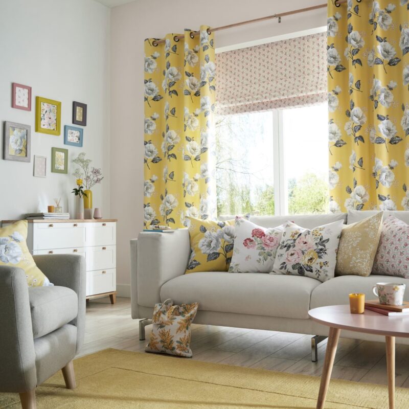 Garden Wall Coral Curtains