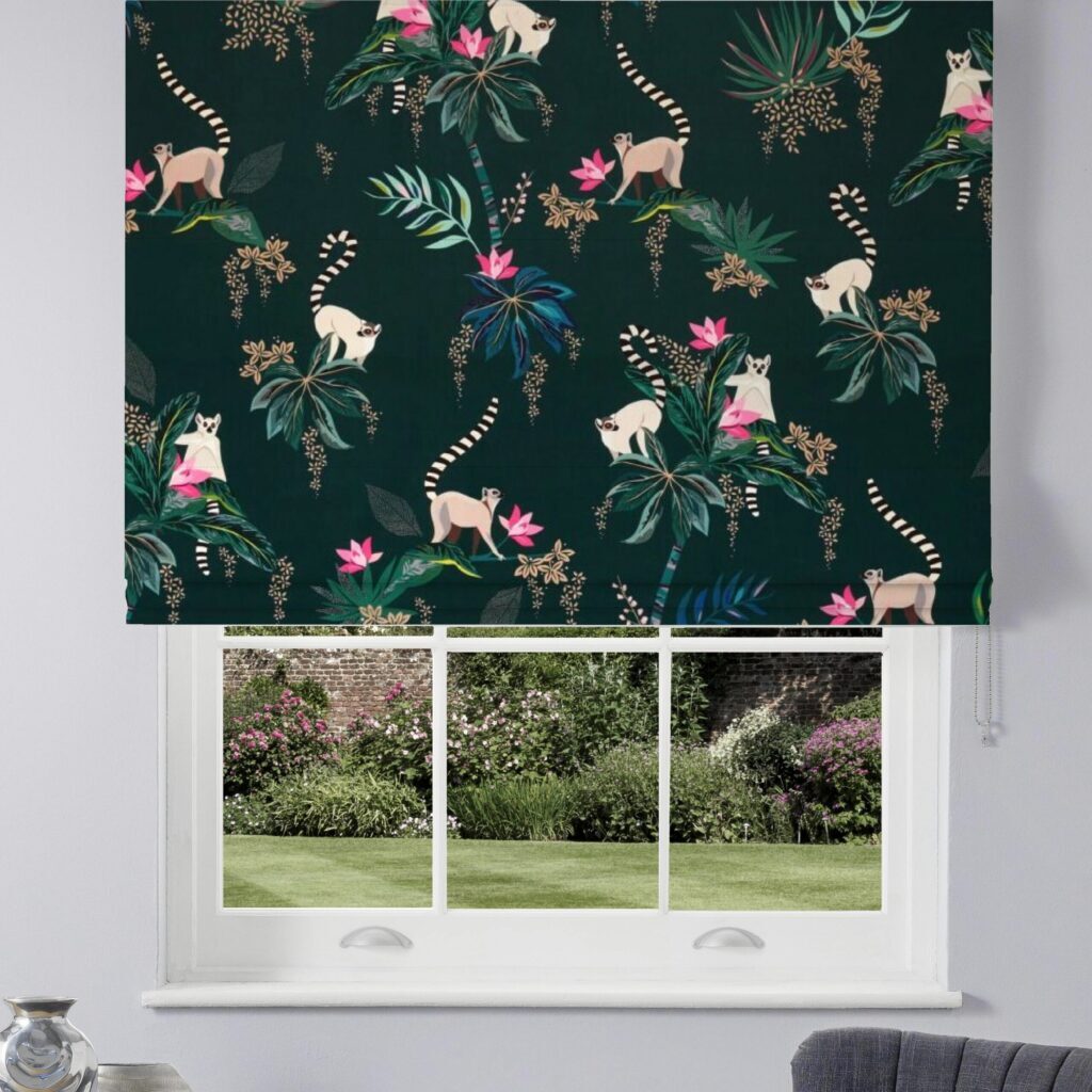 Sara Miller Lemur Velvet Forest Green Roman Blind Sara Miller Lemur Velvet Forest Green Roman Blind