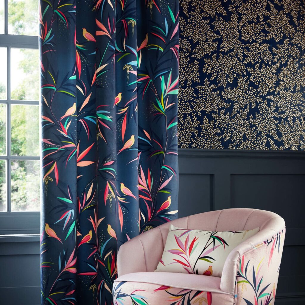 sara miller bamboo velvet smokey blue curtain