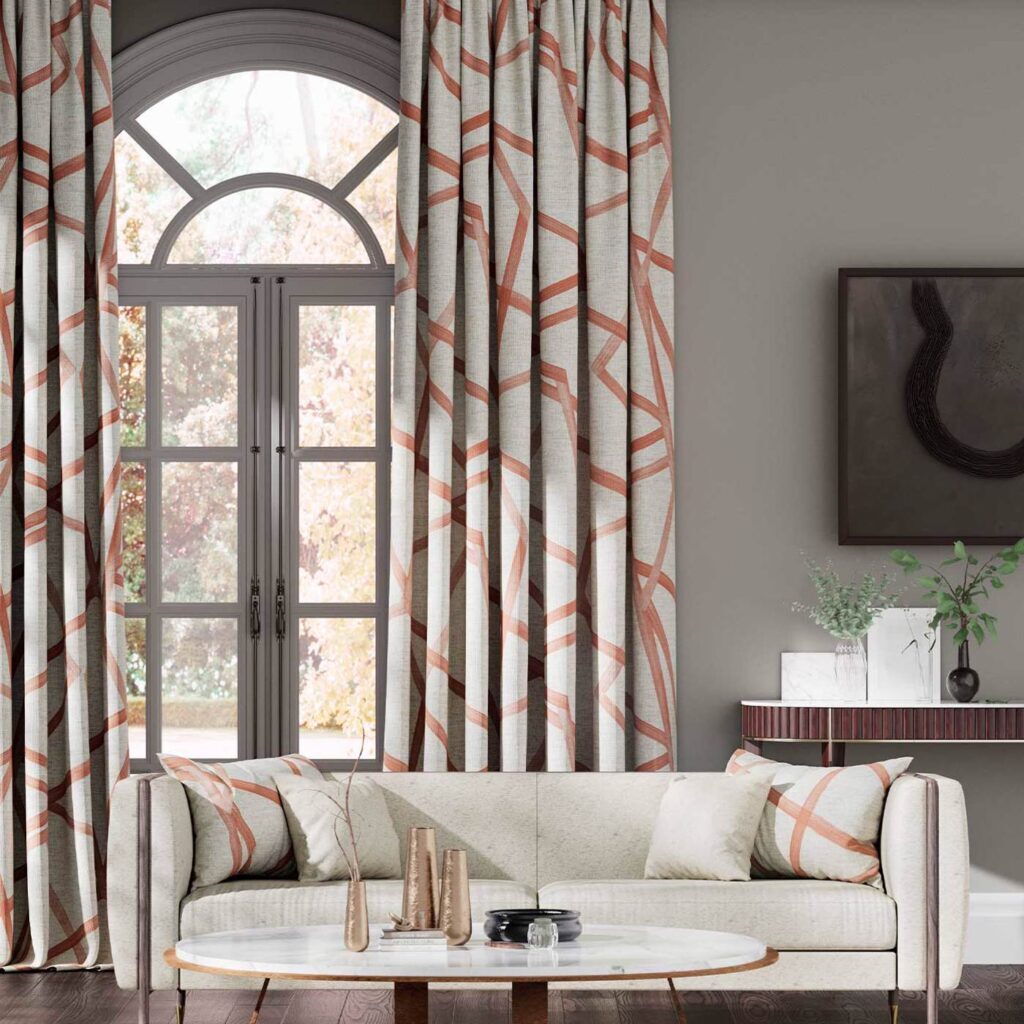 Harlequin sumi linen copper curtain