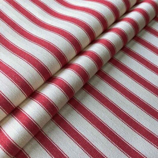 Ian Mankin Ticking Stripe Peony Roman Blind