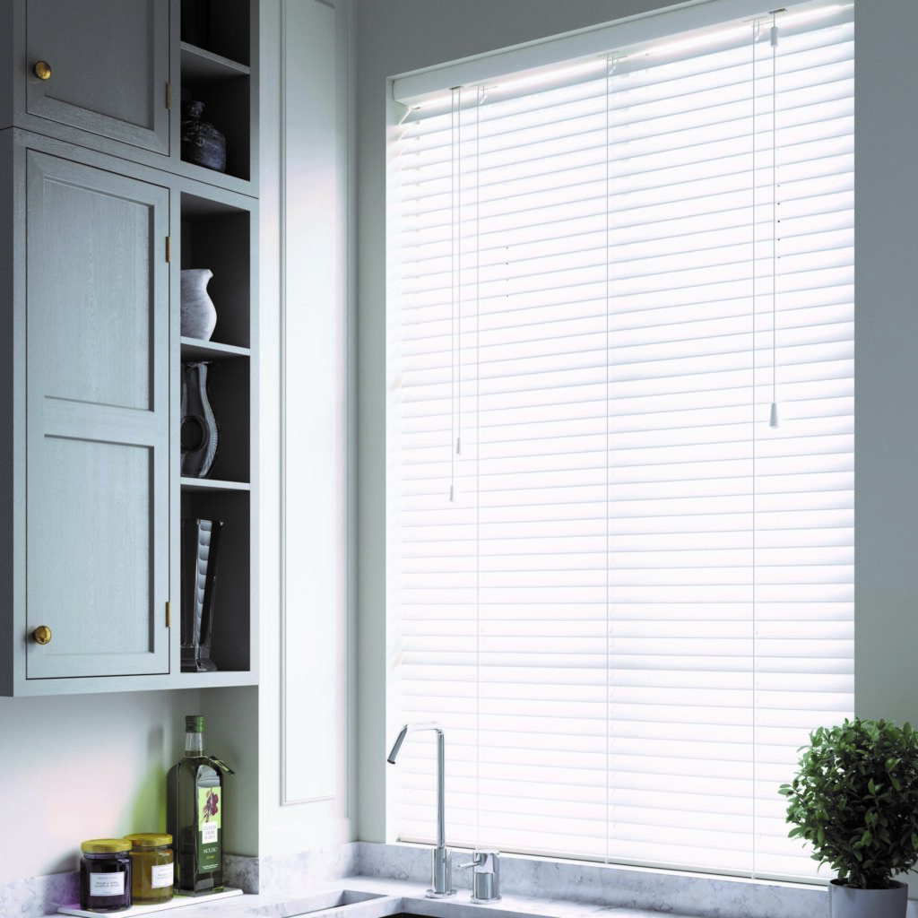 True Fine Grain White Faux Wood Blind