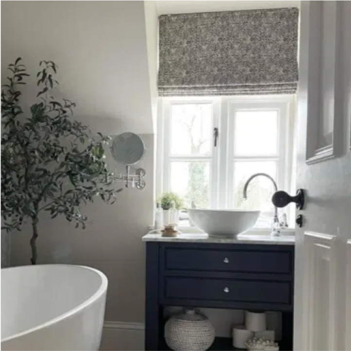 India Faded Charcoal Peony & Sage Roman Blind