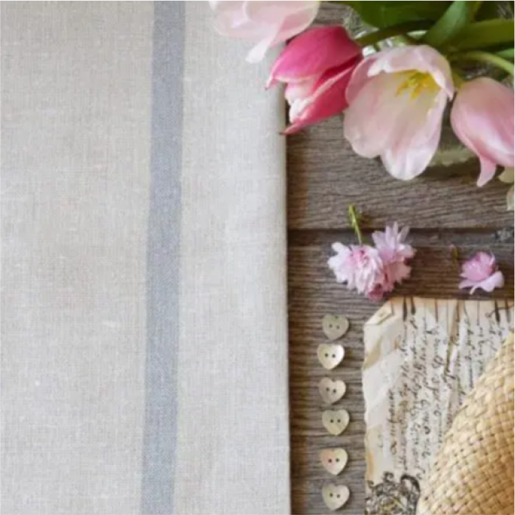 Capri Stripe Blue Peony & Sage Roman Blind