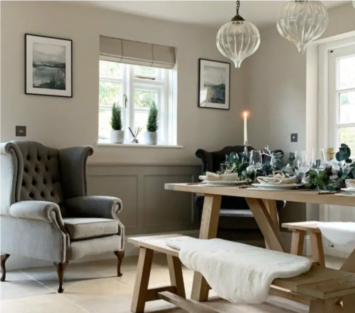 Grainsack Charcoal Peony & Sage Roman Blind