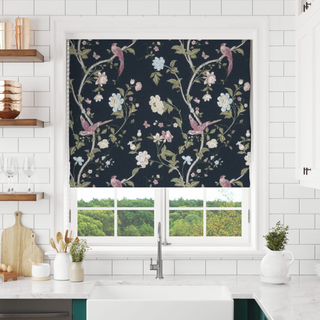 Laura Ashley Summer Palace Midnight Blue Roman Blind