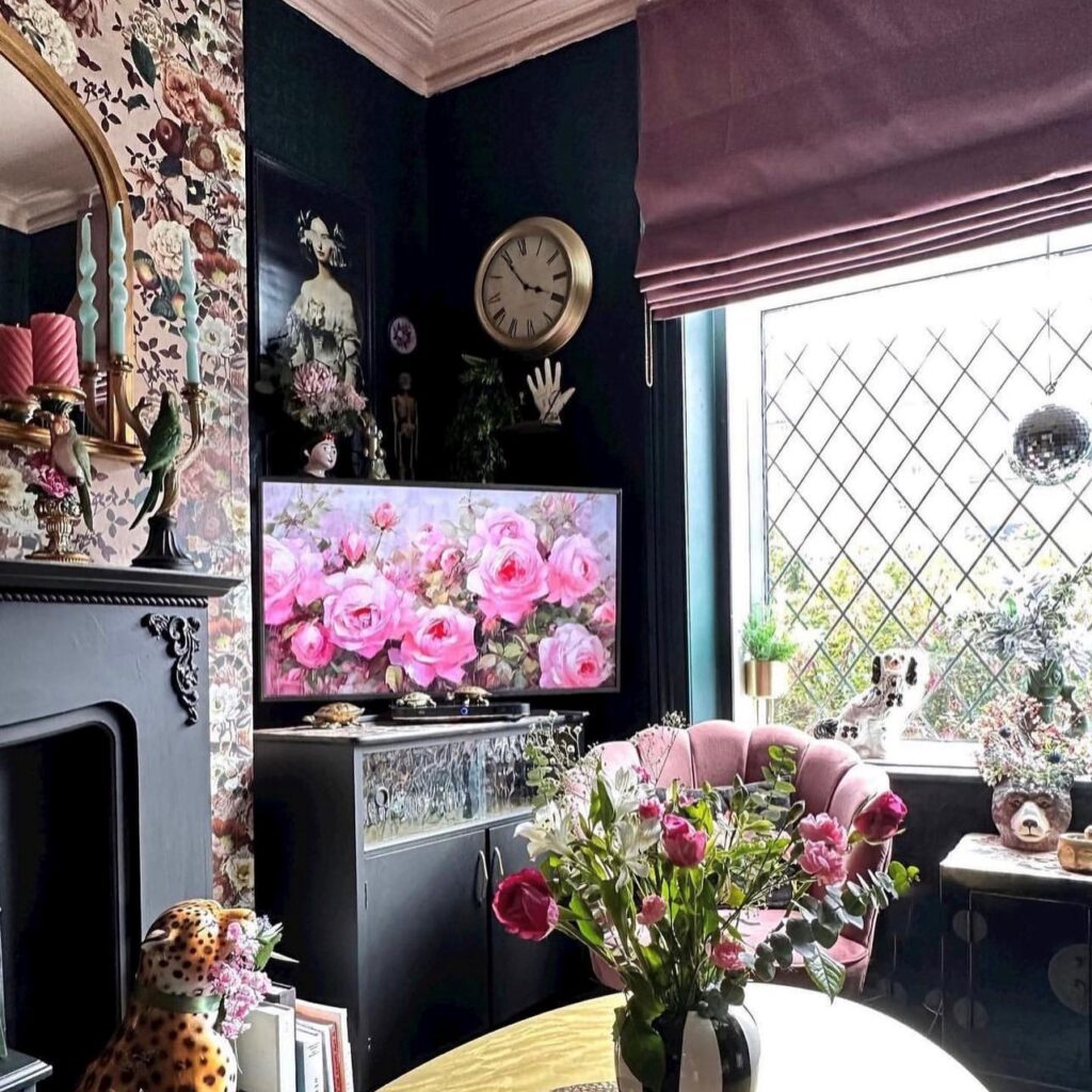 Velour orchard roman blind