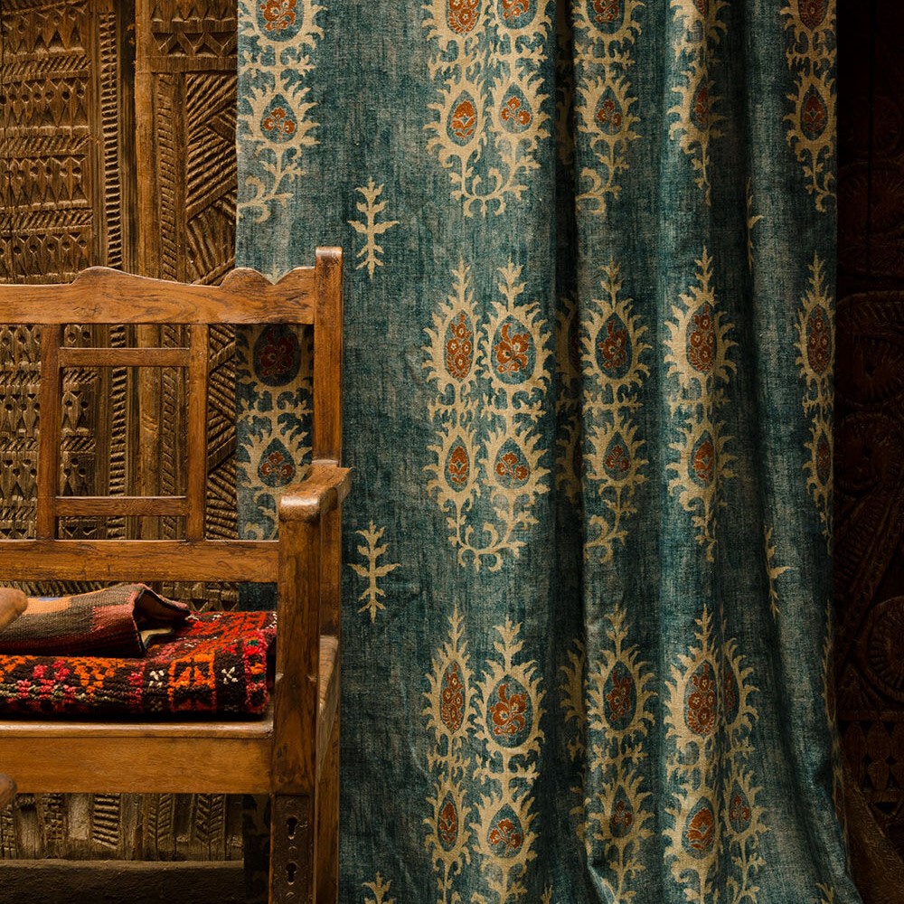 Lewis and Wood Tribal Masal Blue curtains