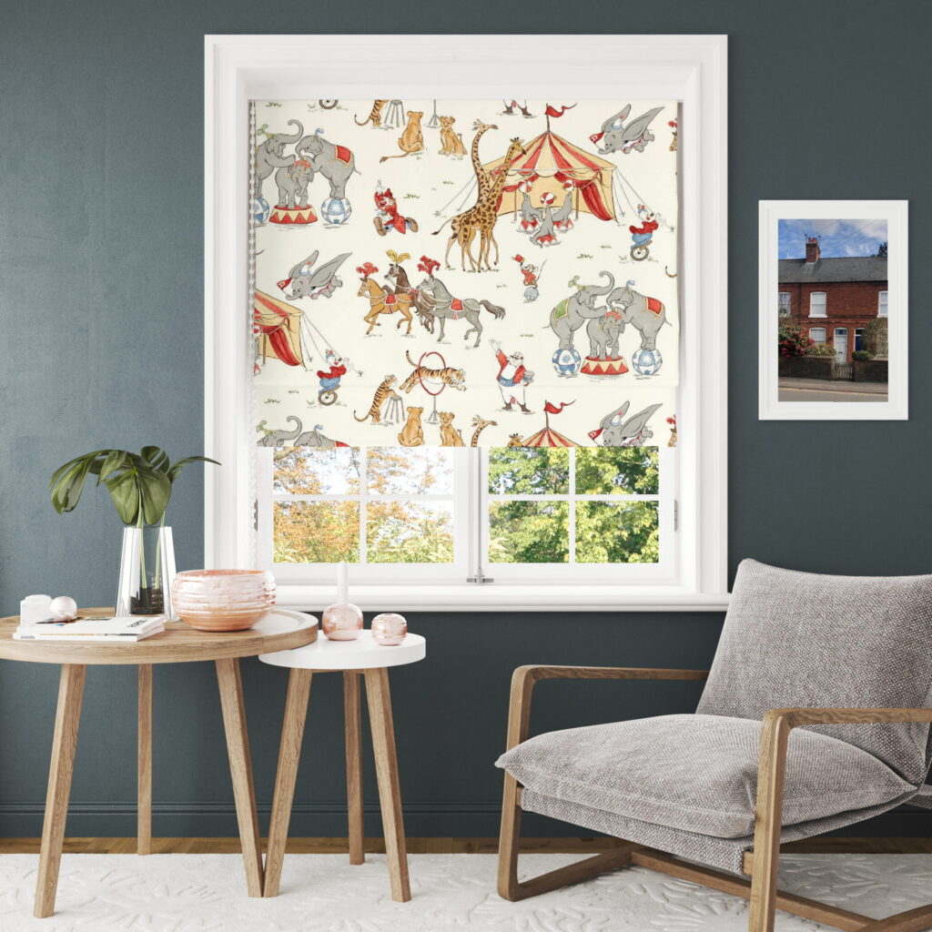 Disney Homes x Sanderson Dumbo Peanut Butter and Jelly Roman Blind