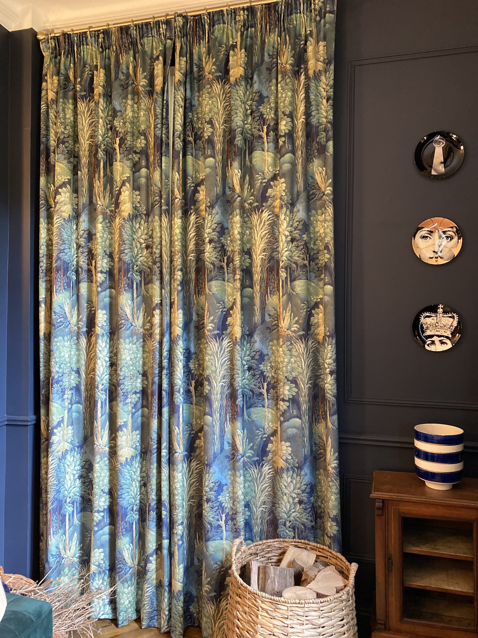 orla kiely two colour stem warm grey curtains