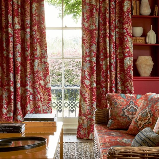 Colefax and Fowler Paisley Leaf Red Curtains Colefax and Fowler Paisley Leaf Red Curtains