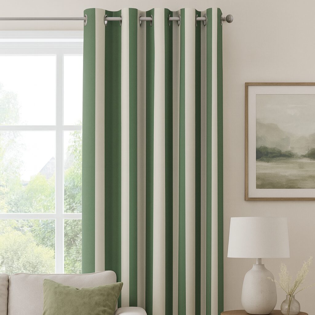 Wiidchip & Magnolia Awning Stripe Green curtains