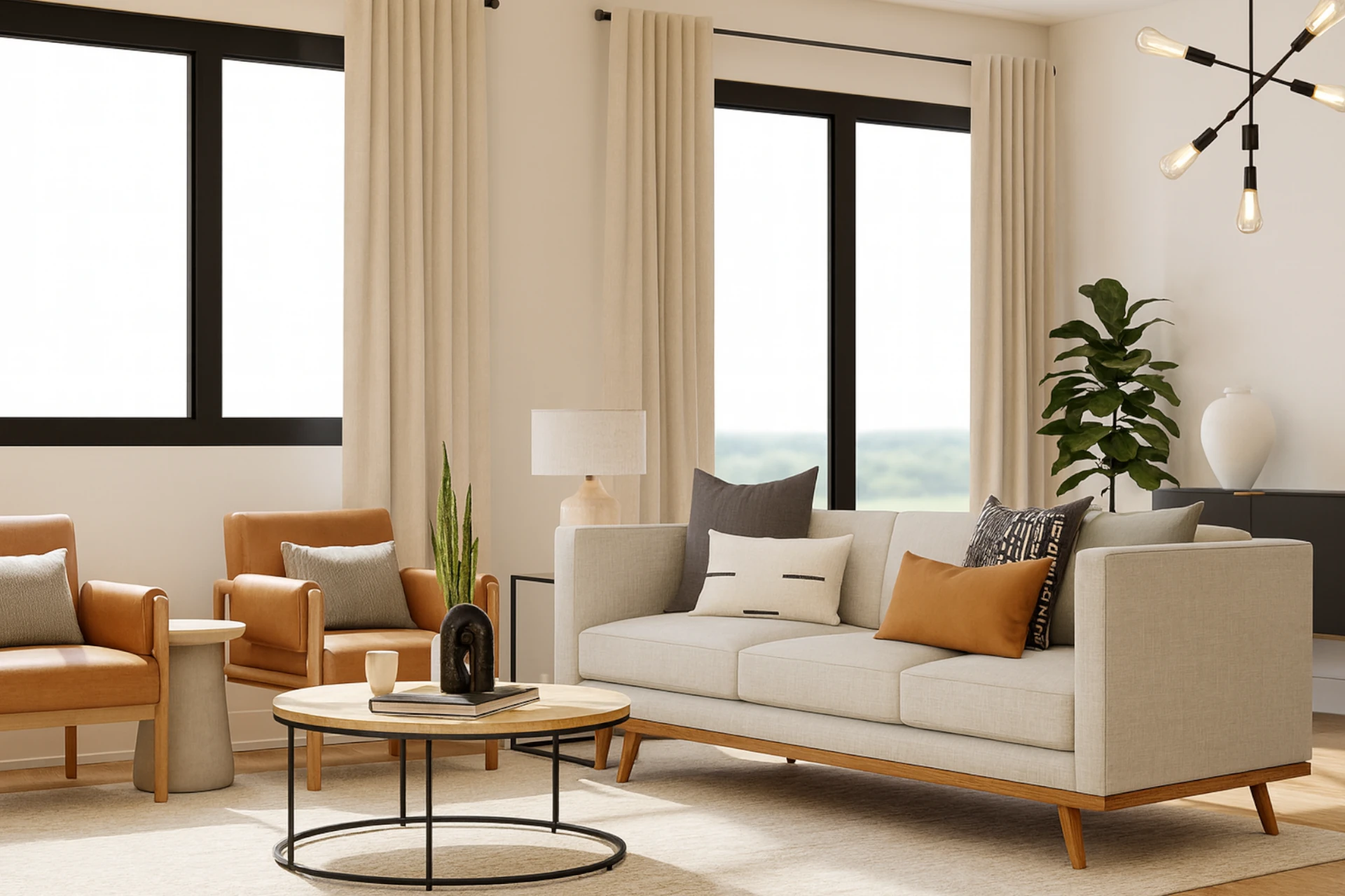 made-to-measure curtains in a living room